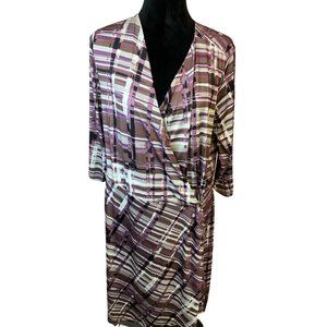 Mynt‎ 1792 purple gray brown abstract Dress Size 18W 3/4 Sleeve